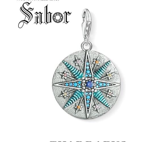 Vintage Star Blue Charms Pendant DIY Jewelry Findings Accessories silver plated Fashion Jewelry Gift For Women Men thomas