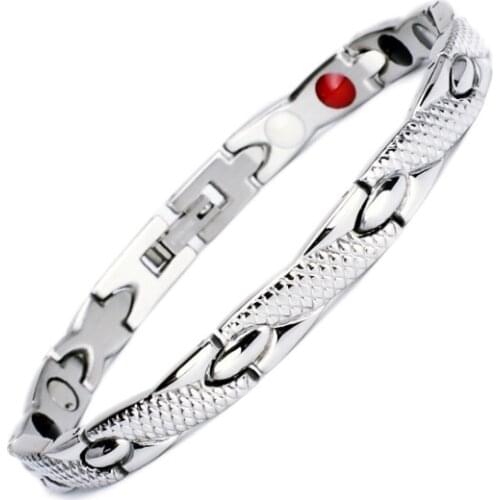 Wholesale Link Magnetic Jewelry Stainless Steel Black Germanium Stone Hinge Medical Bracelets for Women and Men