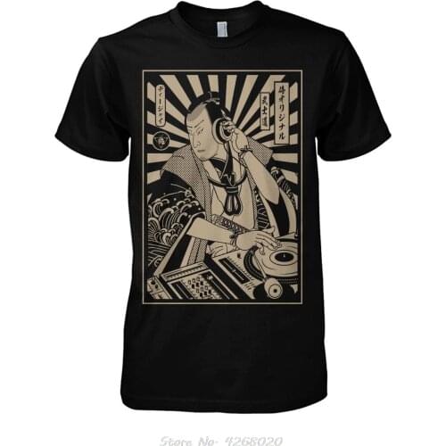 Dj Samurai Funny Black T-shirt Men T Shirt Fashion Cotton Shirts Summer O-neck Tshirt Cool Tees Tops Harajuku
