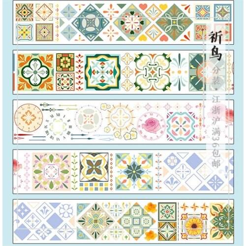 1 Loop 4.4 X 150cm Ceramic Tile Decoration Collage Pet Flowers Washi Tape Journal