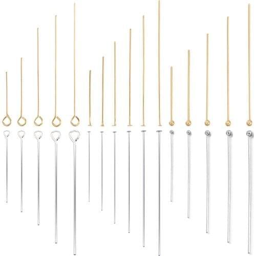 100Pcs Stainless Steel Heads Eye Flat Head Pin 50Pcs Gold Plated Ball Head Pins for Jewelry Findings Making Earrings Accessories