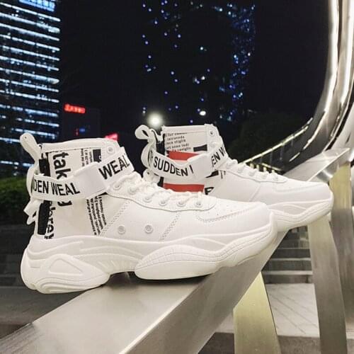 2019 New Men Chunky Sneakers Lace-up Shoes White Platform Stylish Mixed Color Breathable Adult Male Tenis Footwear K5-07