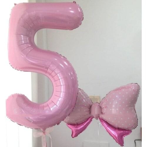 40inch Macaron Pearly Blue Pink Number Foil Balloon 0-9 Boys and Girls Birthday Party Baby Shower Wedding Decoration Supplies