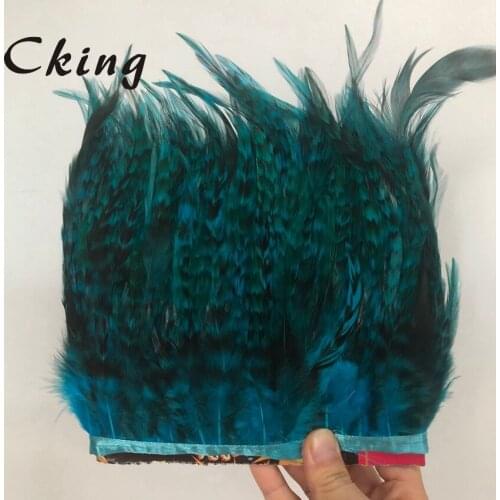 5-10Meters/Lot Dyed Turquoise Pheasant Chicken Trims Sewing Lace plumas DIY Natural feather ribbon Fringe Home party decoration