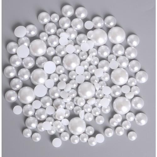 50-1000pcs 12 Size Half Round Acrylic Imitation Flatback Pearl Beads for Nail Art DIY Craft Scrapbook Decoration
