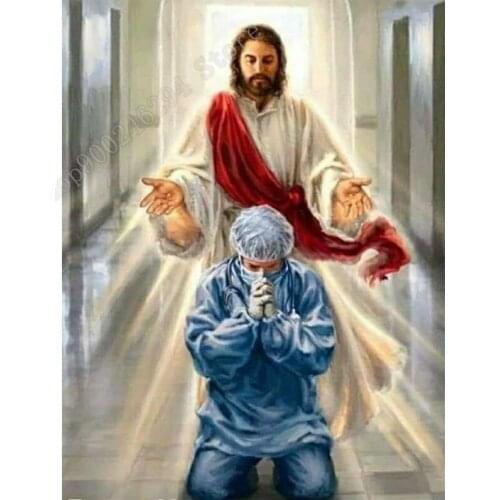 5D DIY Diamond Painting Jesus Doctor angel Full Square round Drill bead Diamond Embroidery Cross Stitch Inspirational gift F3084