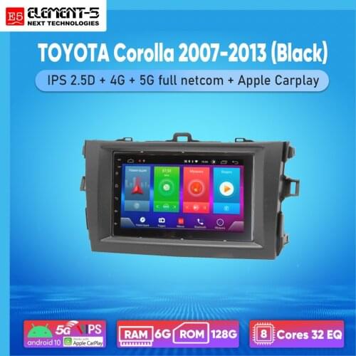 ELEMENT-5 7" 2G+32G Android 8,9,10 4G WIFI RDS DSP Car Radio For TOYOTA Corolla 2007-2013 (Black), Navigation GPS HIFI