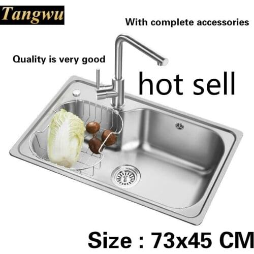 Free shipping Standard Kitchen sink 0.8 mm single slot food grade 304 stainless steel durable hot sell 730x450 MM