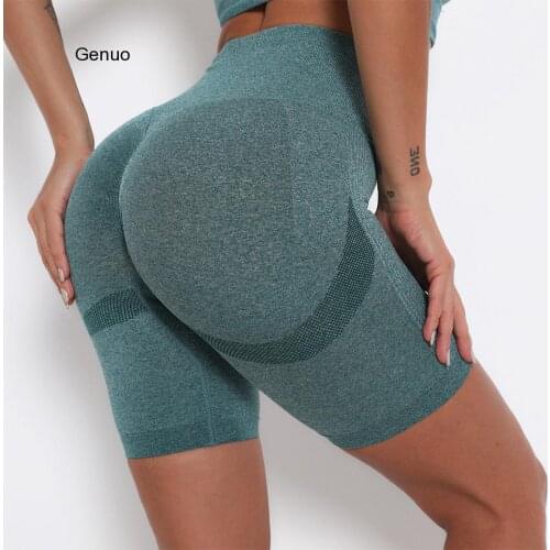 Seamless Shorts Women Summer Push Up High Waist Fitness Shorts Slim Soild Color Workout Shorts Femme