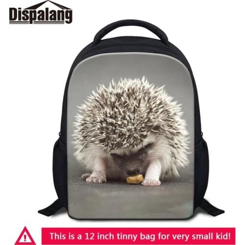 Dispalang Gloss Bags Kindergarten Canvas Printed Hedgehog Words Baby Backpack with Side Pocket Childrens Bookbag Supply Toddler