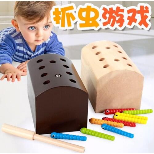 Childrens Fun Early Childhood Wooden Magnetic Insect Game Baby Hand Eye Coordination