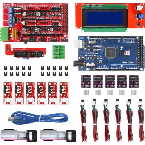 3D Printer Kit For Arduino 2004 LCD Controller+Mega 2560 R3+Ramps 1.4 Controller+6x Limit Switch Endstop+DRV8825 Stepper Driver