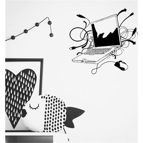 Computer Online Internet Gamer IT Laptop Wall Sticker For Studio Office Interior Decor Door Window Vinyl Art Stickers ph700