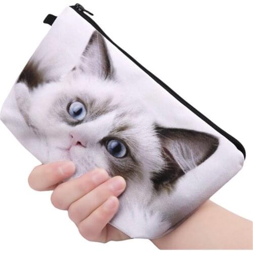 Cute 3D Printing Black Panda Cat Zipper Square Cosmetic Bags Travelling Makeup Bag Travel Ladies Pouch