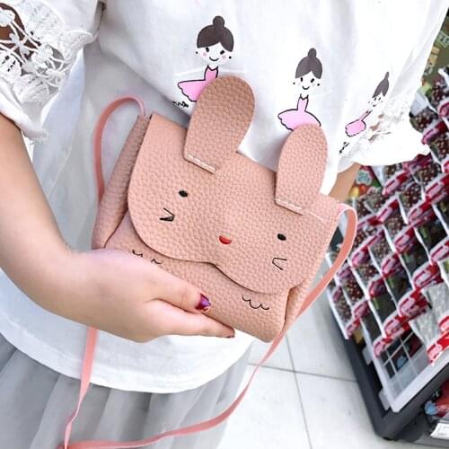 PU Leather Cute Childrens Coin Purse Handbags Lovely Baby Girls Mini Crossbody Bags Cartoon Rabbit Boys Kids Shoulder Bags