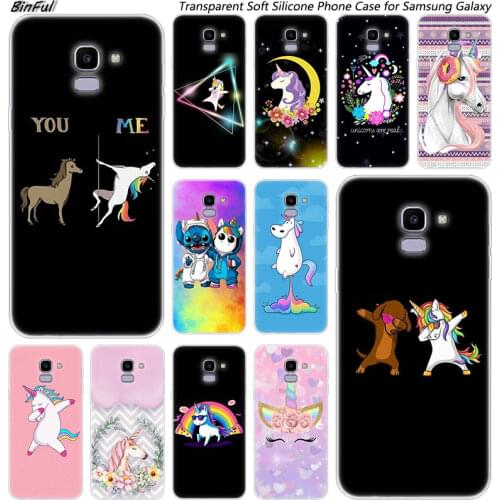 Cute cartoon Unicorn Soft Silicone Phone Case For Samsung Galaxy J8 J6 J4 2018 J2 Core J5 J6 J7 Prime J3 2016 2017 EU J4 Plus