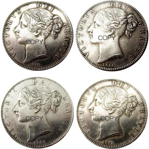 A set of(1839-1847) 4pcs Queen Victoria Young Head Silver Crown Coin - Great Britain Copy Decorate Coin