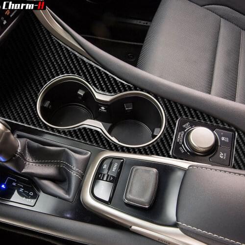 Real Carbon Fiber Car Gear Shift Box Panel Cup Holder Cover Trim For LEXUS RX350 2016-2019