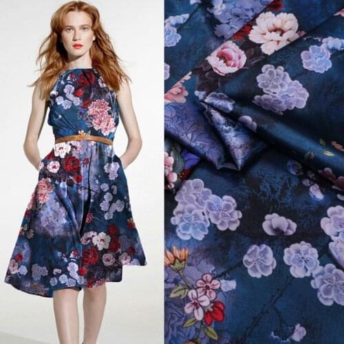 Natural Organic Printed Stretch Satin Silk Fabric Spandex Soft Slippery Draping Garment Skirt Pants Bedding Fabrics by Meter