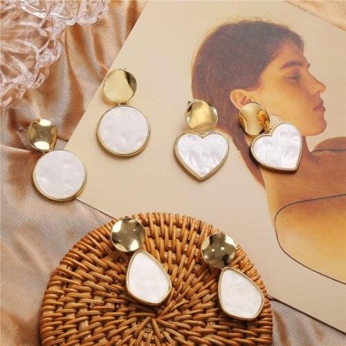 New Korean Statement Drop Earrings For Women Fashion Vintage Geometric Long Dangle Earrings 2021New kolczyki Female Jewelry