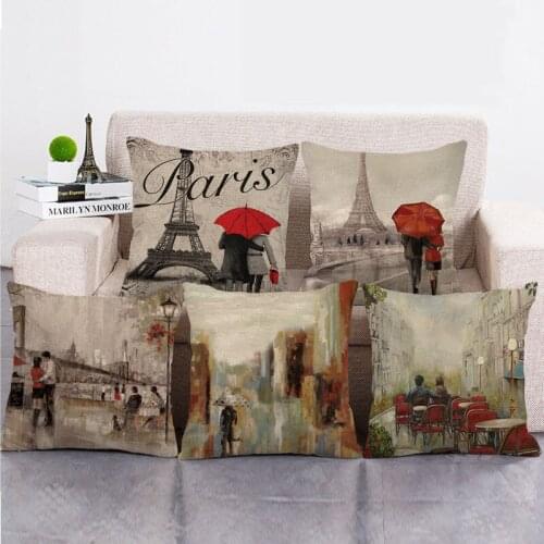 Wholesale 45cm*45cm Hand drawn portrait of lovers Linen/Cotton Throw Pillow Covers Couch Cushion Cover Home Decor Pillowcase