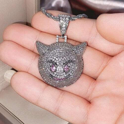 Handmade Iced Out Micro pave Zircon Devil Pendant Necklace HipHop Jewelry For Women men Gifts