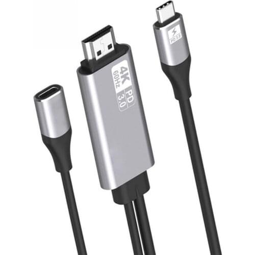 Portable PD 3.0 Female 4K 60HZ Type-c to HDMI-compatible Converter Cable for Phone Tablet