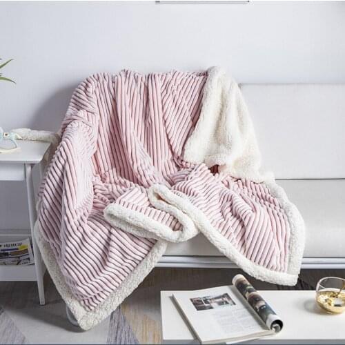 Drop Shipping New Arrival Lamb Cashmere Thicken Home Blanket Bedspread for Bedding Couch Recliner Quilted Comforter