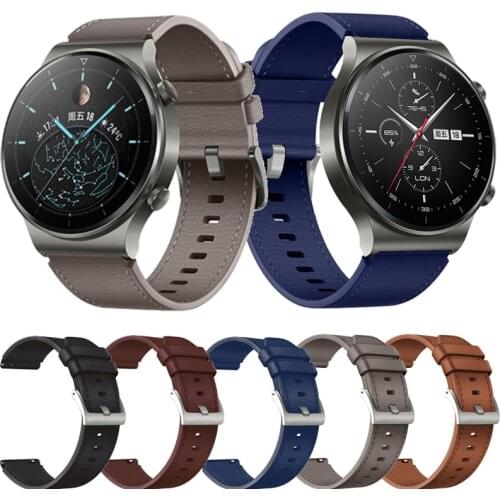 22mm watch strap For Huawei watch GT2e /GT2Pro strap For Samsung Galaxy watch 3 45/46mm/Gear S3 leather Wristband correa