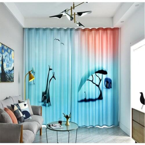 Cute cartoon curtain new kid bedroom bay window balcony windshield blackout curtain kids curtain