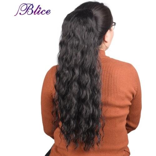 Blice Synthetic 20-24inch Curly Ponytail Hairpiece Pure Color Alita Heat Resistant Hair Extensions With Two Plastic Combs
