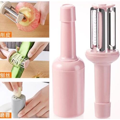 Melon Rind Grater 3 in 1 Peeler With Lid Multi Functional Fruit Potato Scraping Knife Ginger Grinding Machine Kitchen Tool SN251