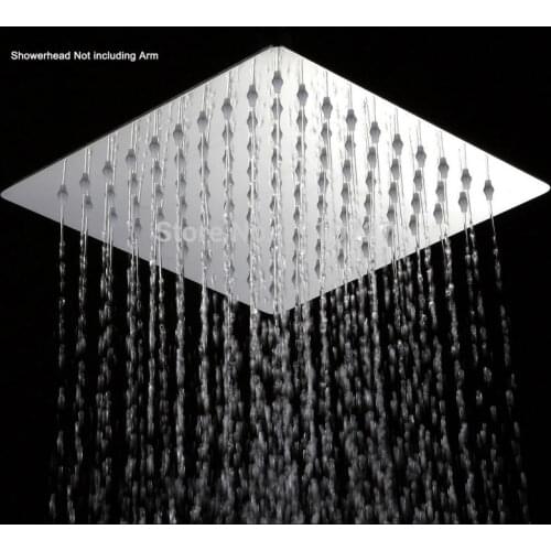 Vidric Flow Ristrictor Air Booster 25% Water Save Polish Chrome Stainless Steel Square High Pressure 12 Inch Rain Shower Head