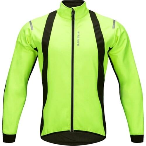 WOSAWE Cycling Jersey Soft Shell Waterproof Windproof Breathable Reflective Zipper Polyester Sport Jersey for Mountain Biking