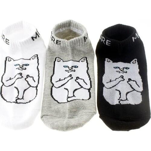 Funny Unisex Cat Printed Socks Lot Crew Ankle High Low Cut Casual Couple Soft Socks Fashion