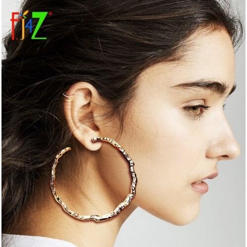 F.J4Z Hot Chic Earrings for Women Hyperbole Oversize Hoop Earring Ladies Party Show Big Ear Hoops Gifts Jewelry Dropship