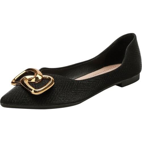 Pointed Flat Shoes Women 2021 New Spring Autumn Double Buckle Mujer Pisos Women Work Shoes Comfortable Large Size 41-43