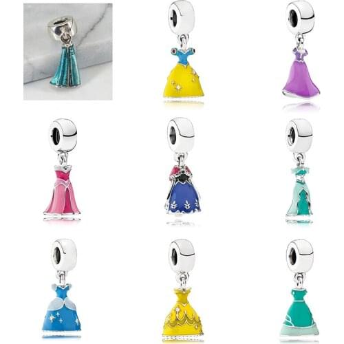 The New Hot-selling 100% 925 Sterling Silver Dress With Yellow Enamel Silver Pendant, Suitable For Original Bracelet Diy Jewelry