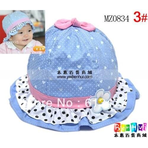 Winter warm knitted hats for boy/girl/kits hats infants caps beanine for chilldren Ear protection cap-Dot lace mz0834-1pcs