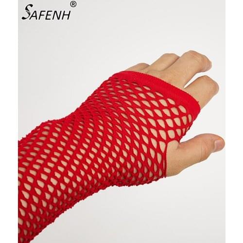 1 Pair Women Gloves Hollow Out Holes Sexy Punk Goth Ladies Disco Dance Costume Fingerless Mesh Fishnet Gloves