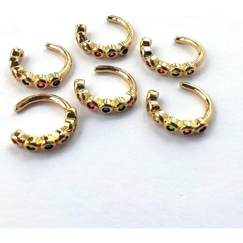 10Pairs Wholesale Fashion Jewelry Filled Rainbow CZ Round Cubic Zirconia stone Circle Earrings For Women ER961