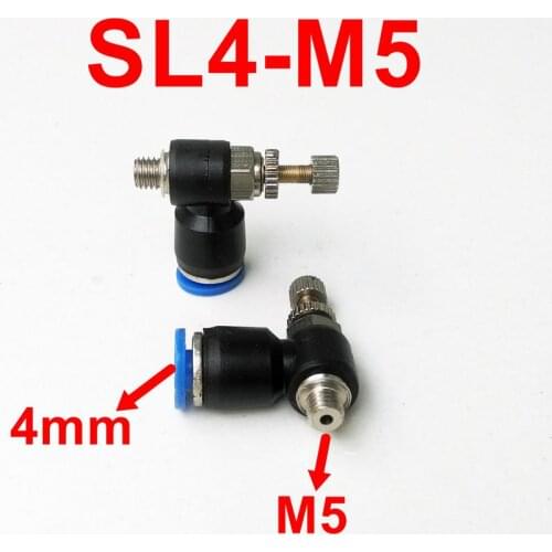 10pcs/lot Pneumatic Air Fitting Throttle valve SL4-M5 Air Speed Control