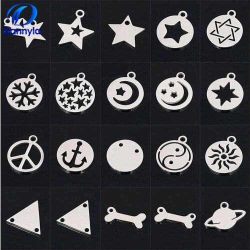 100pcs/lot Wholesale Stainless Steel Double Side Polishing Mix Style Charms Pendant DZ101-120