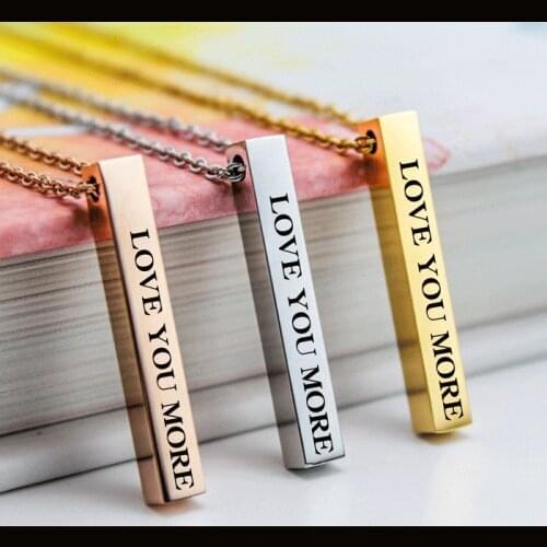 2021 Fashion Stainless Steel Pendant Necklace Love You More Personality Date Neckalces for Husband Girlfriend Jewelry Gift
