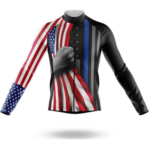 2021 American Flag Mens Cycling Jersey Long Sleeve Clothing Race Road Bike Shirts Bicycle Tops MTB Uniform Maillot
