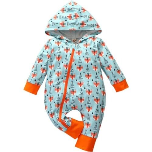 2021 Autumn Baby Long Sleeve Hoodie Romper Girl Animal Pattern Hoodie Romper Bodysuit Newborn Casual Long Sleeve Outerwear