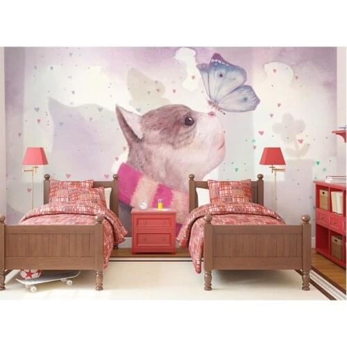 Custom photo 3d wallpaper Modern hand-painted cute cat butterfly childrens room decor 3d wall murals wallpaper for walls 3 d