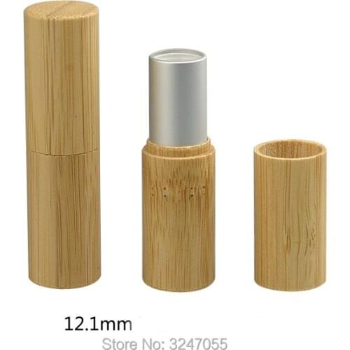 4.5g 12.1mm Empty Bamboo Professional Lipstick Tube, Silver High Quality Makeup Lip Balm Package, Beauty Lip Rouge Containers