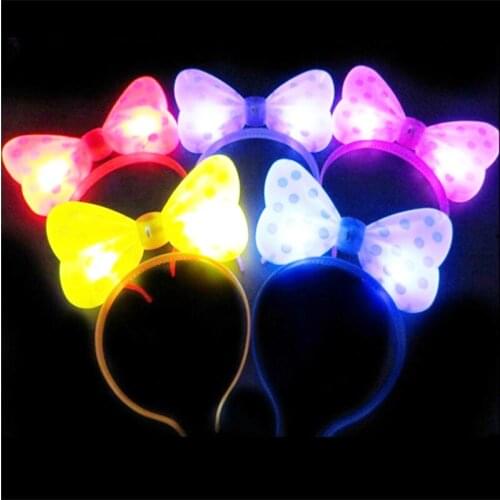 5PCS/LOT Flashing Glowing LED Bow headband light up for Halloween Christmas Wedding Party decorations Children kids toys gifts