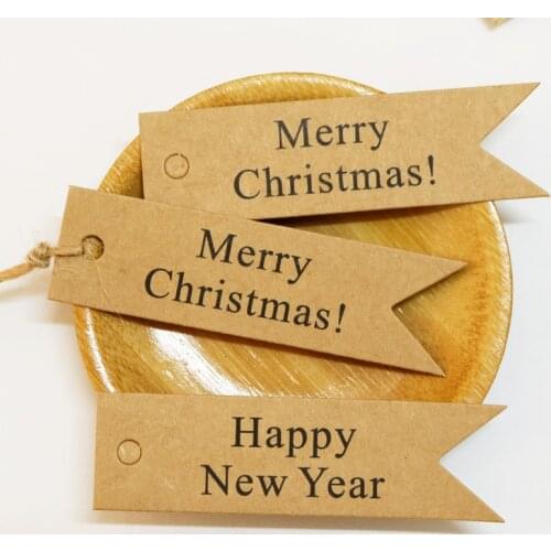 50pcs Best Paper Gift Cards Kraft Paper Hang Tags Dovetail Shape Merry Christmas Xmas Packaging Gift Bookmark Wrapping Decor
